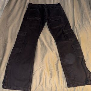 Boohoo Black Men's Cargo Trousers with Utility Pockets